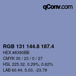 カラーコード: RGB 131 144.8 187.4 | qconv.com