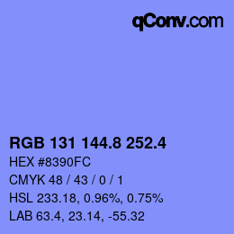 カラーコード: RGB 131 144.8 252.4 | qconv.com