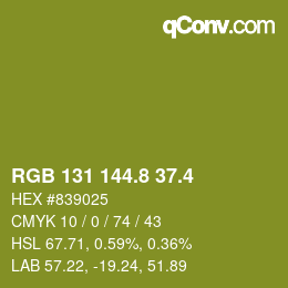カラーコード: RGB 131 144.8 37.4 | qconv.com