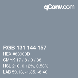 Color code: RGB 131 144 157 | qconv.com