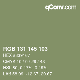 カラーコード: RGB 131 145 103 | qconv.com