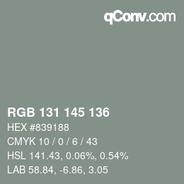 颜色代码: RGB 131 145 136 | qconv.com