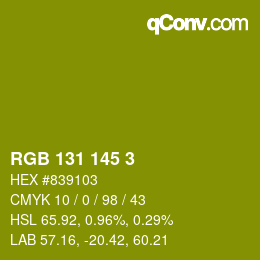 Color code: RGB 131 145 3 | qconv.com