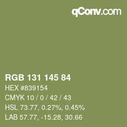 カラーコード: RGB 131 145 84 | qconv.com