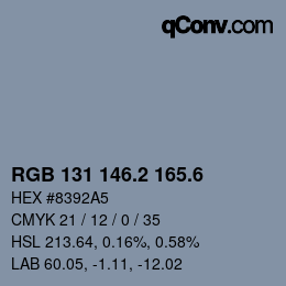カラーコード: RGB 131 146.2 165.6 | qconv.com
