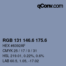 カラーコード: RGB 131 146.6 175.6 | qconv.com