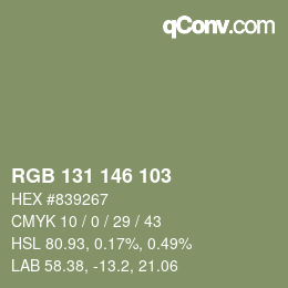 カラーコード: RGB 131 146 103 | qconv.com