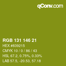 Color code: RGB 131 146 21 | qconv.com