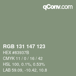 Farbcode: RGB 131 147 123 | qconv.com