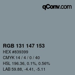 Farbcode: RGB 131 147 153 | qconv.com