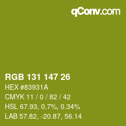 Color code: RGB 131 147 26 | qconv.com