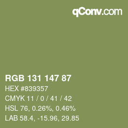 Código de color: RGB 131 147 87 | qconv.com