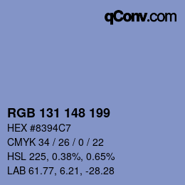 Color code: RGB 131 148 199 | qconv.com