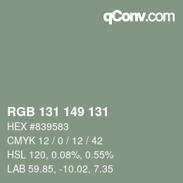 Color code: RGB 131 149 131 | qconv.com