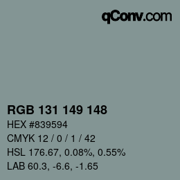 Color code: RGB 131 149 148 | qconv.com