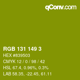 Color code: RGB 131 149 3 | qconv.com