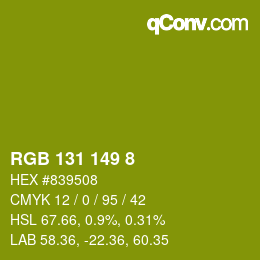 カラーコード: RGB 131 149 8 | qconv.com