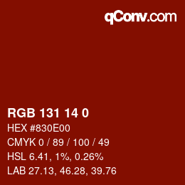 カラーコード: RGB 131 14 0 | qconv.com