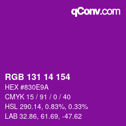 Color code: RGB 131 14 154 | qconv.com