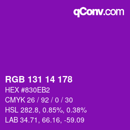 カラーコード: RGB 131 14 178 | qconv.com