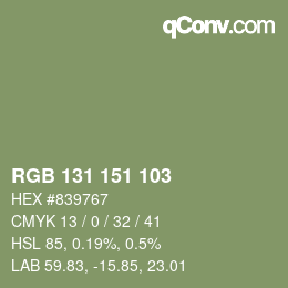 Color code: RGB 131 151 103 | qconv.com