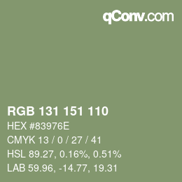 Color code: RGB 131 151 110 | qconv.com