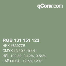 Color code: RGB 131 151 123 | qconv.com