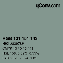 カラーコード: RGB 131 151 143 | qconv.com