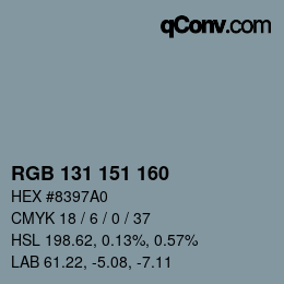 颜色代码: RGB 131 151 160 | qconv.com