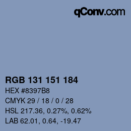 Color code: RGB 131 151 184 | qconv.com