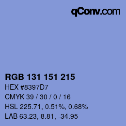 カラーコード: RGB 131 151 215 | qconv.com