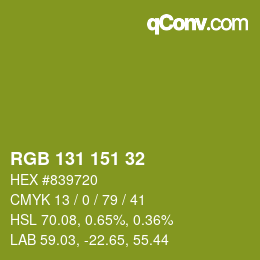 Color code: RGB 131 151 32 | qconv.com