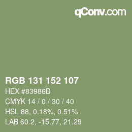 Color code: RGB 131 152 107 | qconv.com