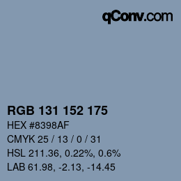Código de color: RGB 131 152 175 | qconv.com