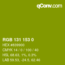Color code: RGB 131 153 0 | qconv.com