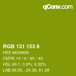 カラーコード: RGB 131 153 8 | qconv.com