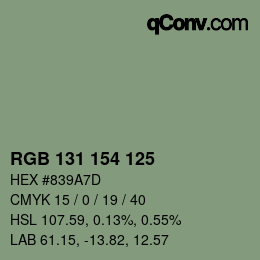 Color code: RGB 131 154 125 | qconv.com