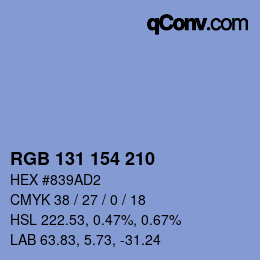 Color code: RGB 131 154 210 | qconv.com