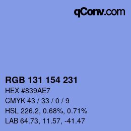 Código de color: RGB 131 154 231 | qconv.com