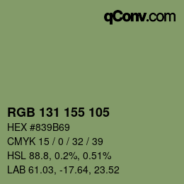 颜色代码: RGB 131 155 105 | qconv.com