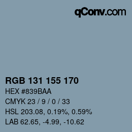 Color code: RGB 131 155 170 | qconv.com