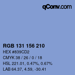 Color code: RGB 131 156 210 | qconv.com
