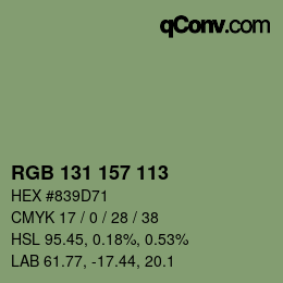 Color code: RGB 131 157 113 | qconv.com