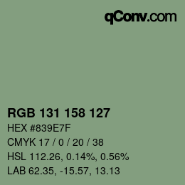 カラーコード: RGB 131 158 127 | qconv.com