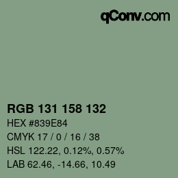 カラーコード: RGB 131 158 132 | qconv.com