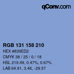Color code: RGB 131 158 210 | qconv.com