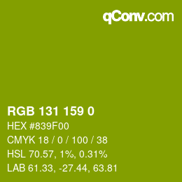 カラーコード: RGB 131 159 0 | qconv.com