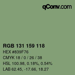 Farbcode: RGB 131 159 118 | qconv.com