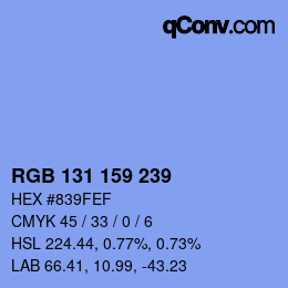 カラーコード: RGB 131 159 239 | qconv.com