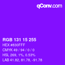 Color code: RGB 131 15 255 | qconv.com
